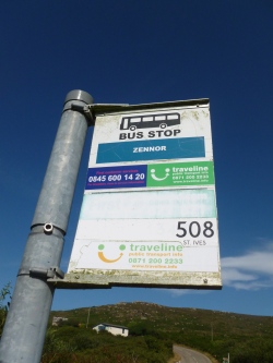 Zennor bus stop sign